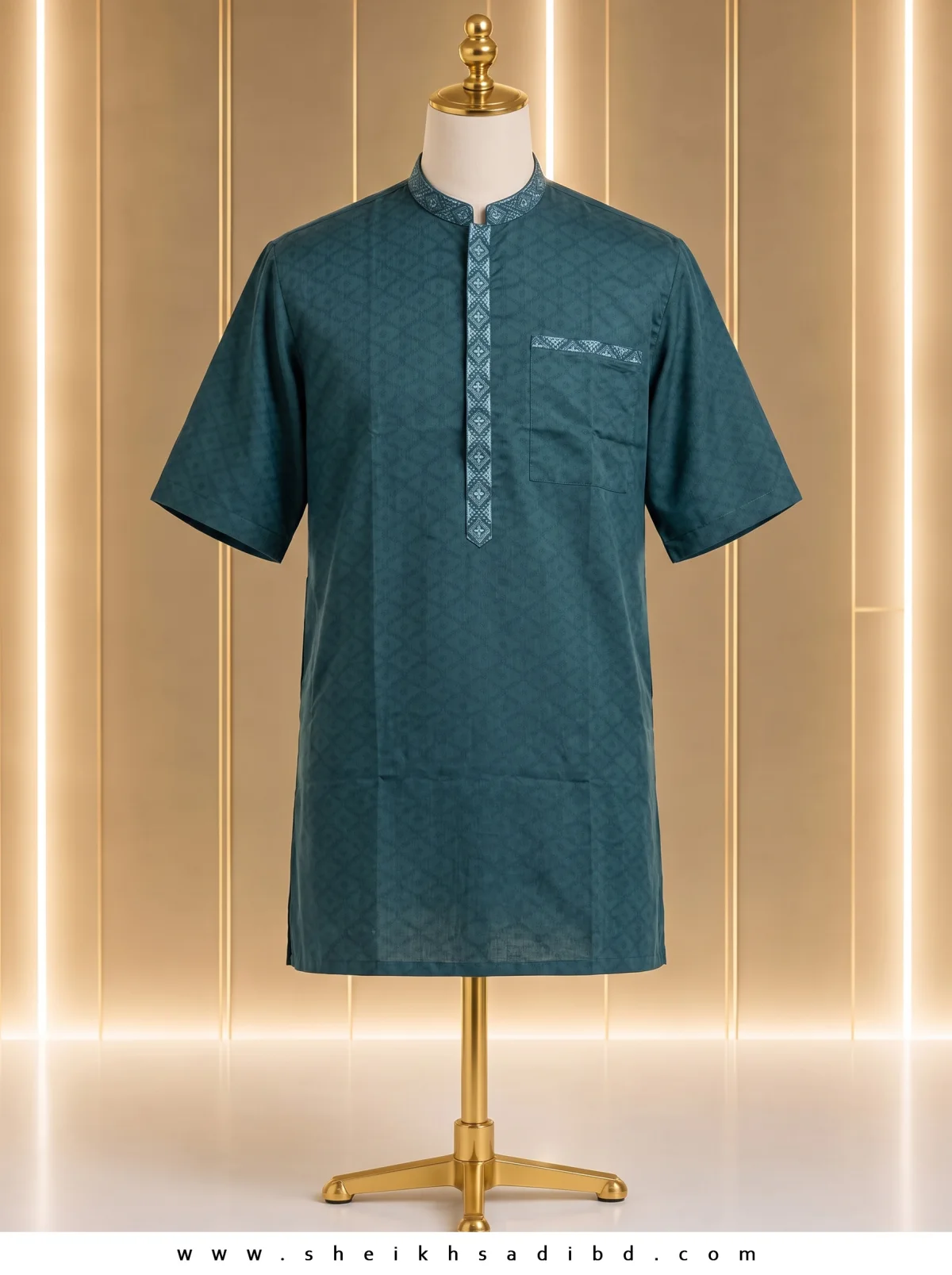 Men’s Half Sleeve White with Embroidery Fotua